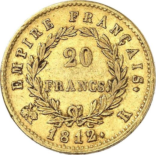 Reverso 20 francos 1812 K "Tipo 1809-1815" Burdeos - valor de la moneda de oro - Francia, Napoleón I Bonaparte