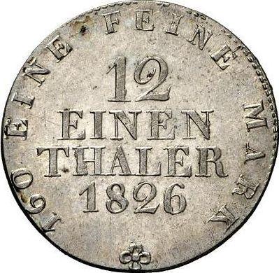 Rewers monety - 1/12 Thaler 1826 S - cena srebrnej monety - Saksonia-Albertyna, Fryderyk August I