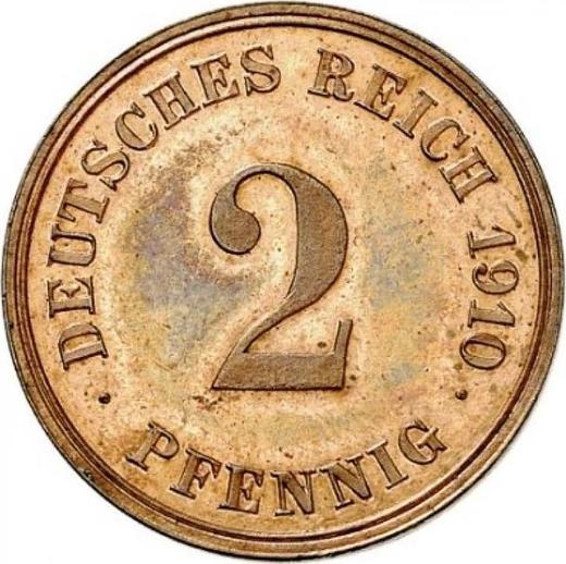 Аверс монеты - 2 пфеннига 1910 года E "Тип 1904-1916" - цена  монеты - Германия, Германская Империя