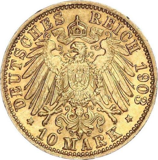 Реверс монеты - 10 марок 1903 года G "Баден" - цена золотой монеты - Германия, Германская Империя