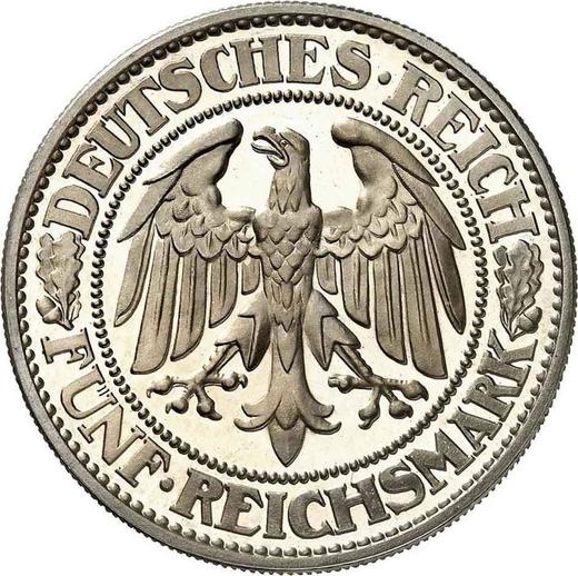 Anverso 5 Reichsmarks 1933 J "Roble" - valor de la moneda de plata - Alemania, República de Weimar