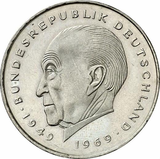Аверс монеты - 2 марки 1987 года F "Аденауэр" - цена  монеты - Германия, ФРГ