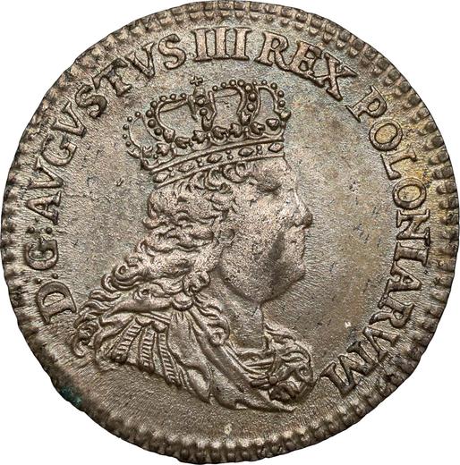 Anverso Trojak (3 groszy) 1753 "de corona" Inscripción "1/2 Sz" - valor de la moneda de plata - Polonia, Augusto III