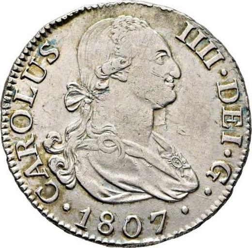 Аверс монеты - 2 реала 1807 года M FA - цена серебряной монеты - Испания, Карл IV