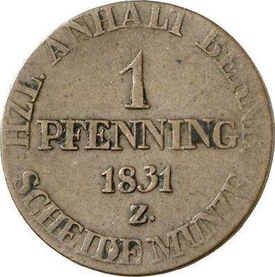 Revers 1 Pfennig 1831 Z - Münze Wert - Anhalt-Bernburg, Alexius Friedrich Christian