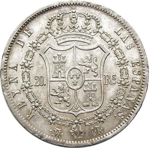 Reverso 20 reales 1837 M CR - valor de la moneda de plata - España, Isabel II