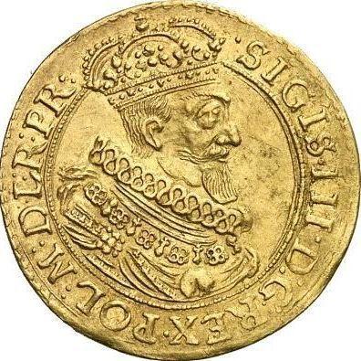 Аверс монеты - Дукат 1631 года SB "Гданьск" - цена золотой монеты - Польша, Сигизмунд III Ваза