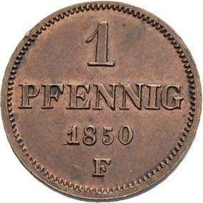 Реверс монеты - 1 пфенниг 1850 года F - цена  монеты - Саксония-Альбертина, Фридрих Август II