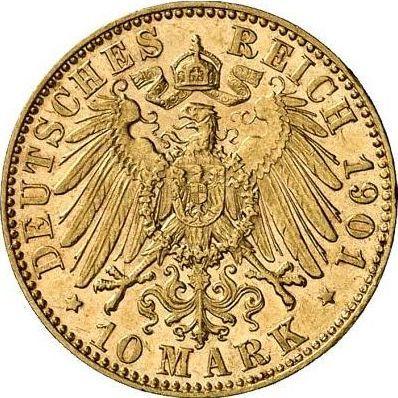 Reverso 10 marcos 1901 E "Sajonia" - valor de la moneda de oro - Alemania, Imperio alemán