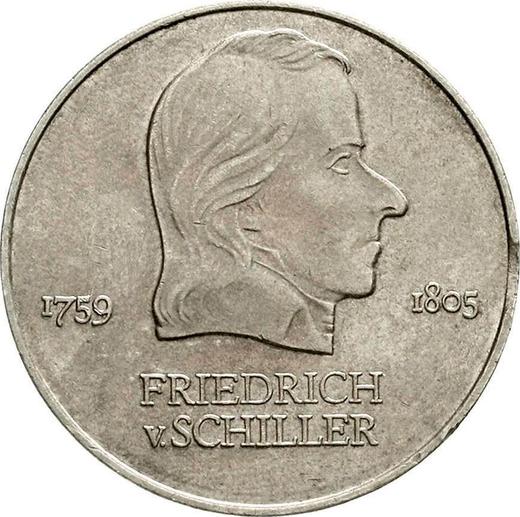 Аверс монеты - 20 марок 1972 года A "Фридрих фон Шиллер" Гурт гладкий - цена  монеты - Германия, ГДР