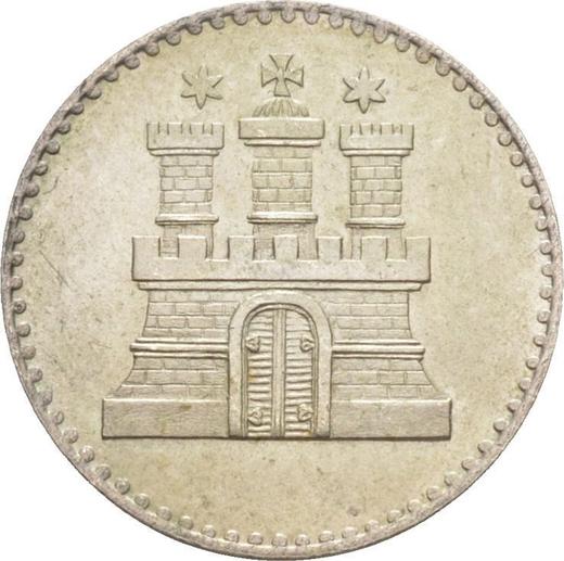 Аверс монеты - 1 шиллинг 1855 года - цена  монеты - Гамбург, Вольный город