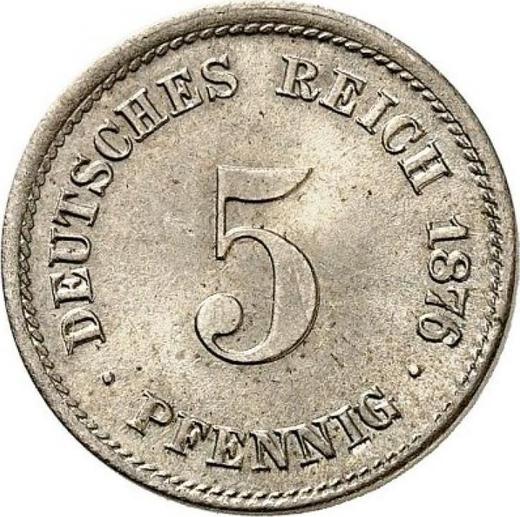 Anverso 5 Pfennige 1876 D "Tipo 1874-1889" - valor de la moneda  - Alemania, Imperio alemán