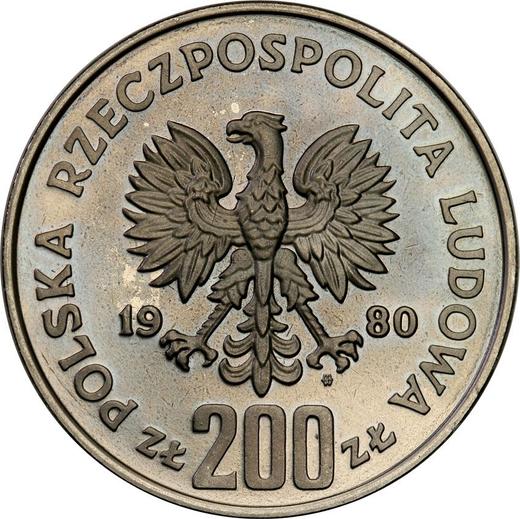 Awers monety - PRÓBA 200 złotych 1980 MW "XIII zimowe igrzyska olimpijskie - Lake Placid 1980" Nikiel Znicz - cena  monety - Polska, PRL