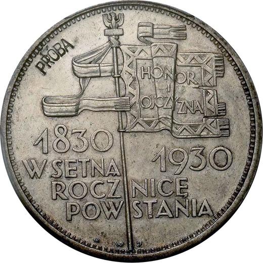 Reverso Pruebas 5 eslotis 1930 WJ "Bandera" Plata - valor de la moneda de plata - Polonia, Segunda República