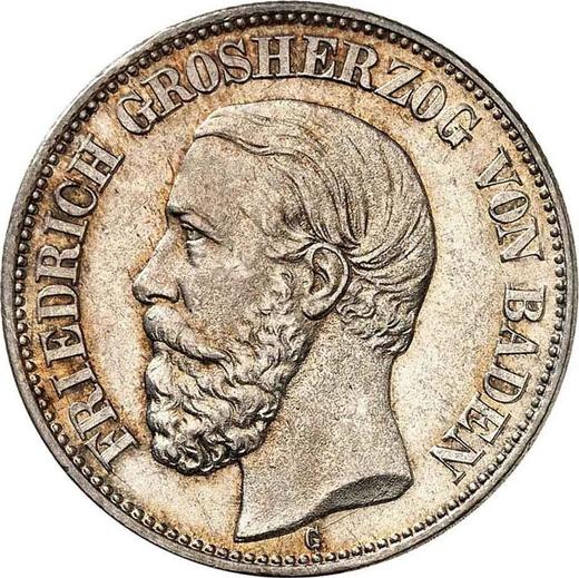 Аверс монеты - 2 марки 1898 года G "Баден" - цена серебряной монеты - Германия, Германская Империя
