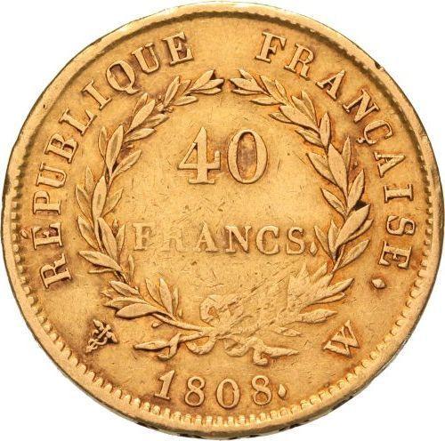 Rewers monety - 40 franków 1808 W "Typ 1807-1808" Lille - Francja, Napoleon I