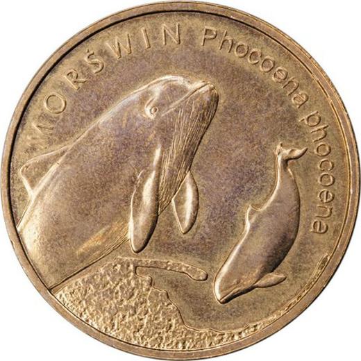 Reverse 2 Zlote 2004 MW "Harbour porpoise" -  Coin Value - Poland, III Republic after denomination