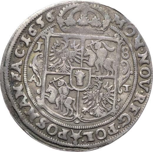 Reverse Ort (18 Groszy) 1656 AT "Straight shield" - Silver Coin Value - Poland, John II Casimir