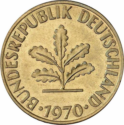 Реверс монеты - 10 пфеннигов 1970 года J - цена  монеты - Германия, ФРГ
