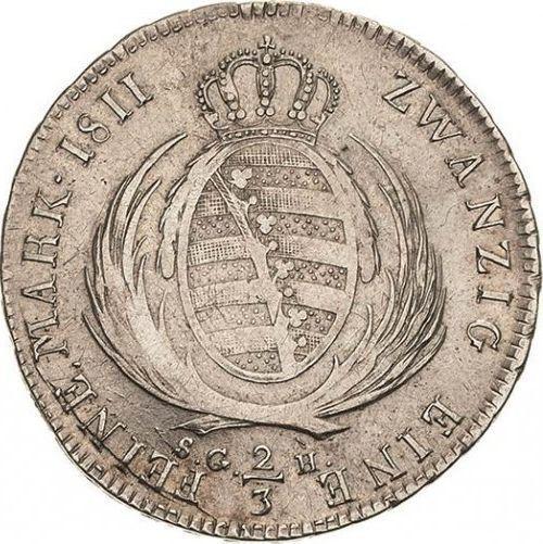 Reverso 2/3 táleros 1811 S.G.H. - valor de la moneda de plata - Sajonia, Federico Augusto I