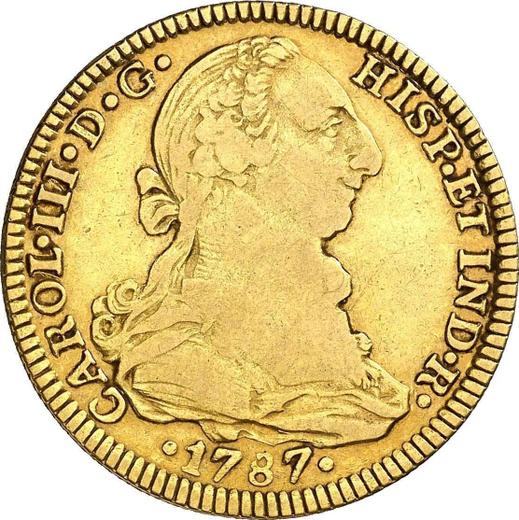 Аверс монеты - 4 эскудо 1787 года Mo FM - цена золотой монеты - Мексика, Карл III