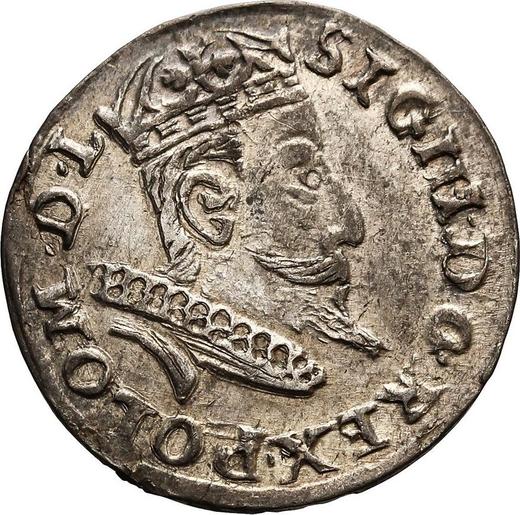 Аверс монеты - Трояк (3 гроша) 1607 года "Краковский монетный двор" - цена серебряной монеты - Польша, Сигизмунд III Ваза