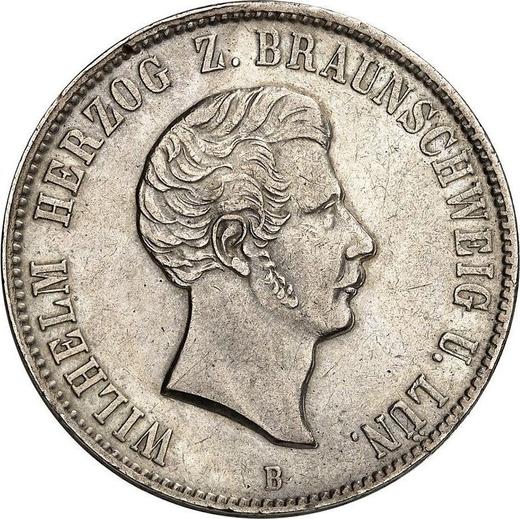 Аверс монеты - Талер 1854 года B - цена серебряной монеты - Брауншвейг-Вольфенбюттель, Вильгельм