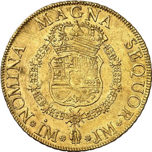 Revers 8 Escudos 1760 LM JM - Goldmünze Wert - Peru, Ferdinand VI