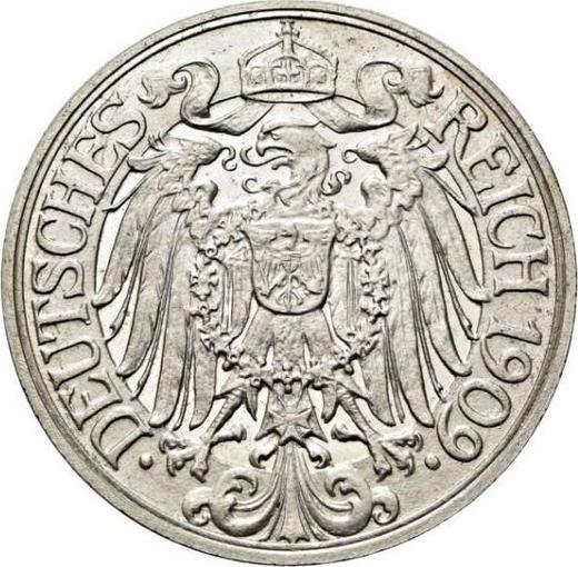 Rewers monety - 25 fenigów 1909 G "Typ 1909-1912" - cena  monety - Niemcy, Cesarstwo Niemieckie