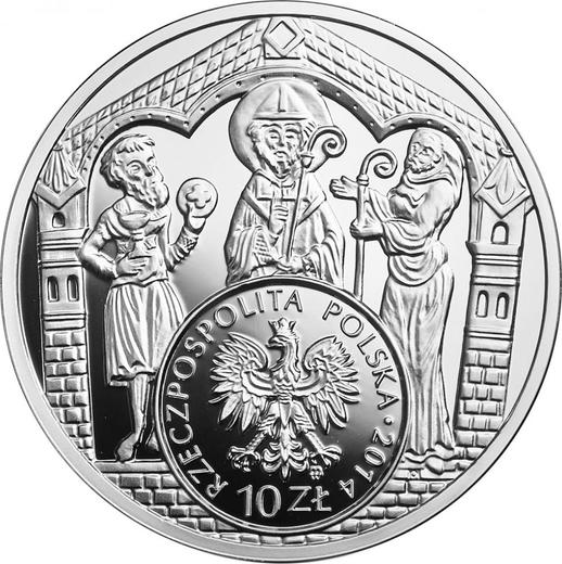 Аверс монеты - 10 злотых 2014 года MW "Брактеат Мешко III Старого" - цена серебряной монеты - Польша, III Республика после деноминации