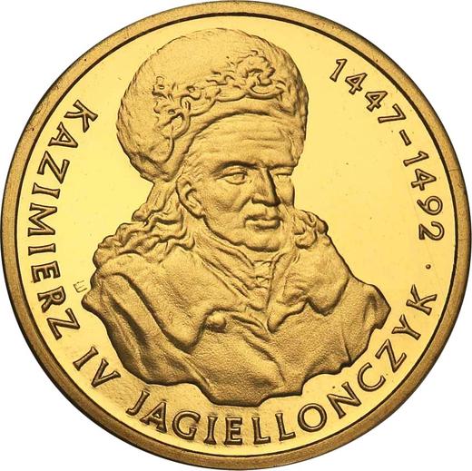 Reverso 100 eslotis 2003 MW ET "Casimiro IV Jagellón" - valor de la moneda de oro - Polonia, República moderna