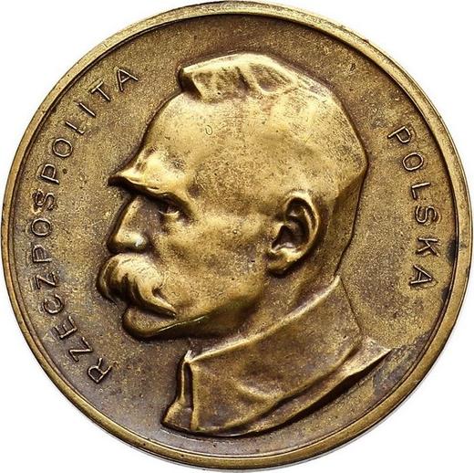 Rewers monety - PRÓBA 100 marek 1922 "Józef Piłsudski" Mosiądz - cena  monety - Polska, II Rzeczpospolita