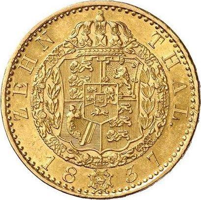 Rewers monety - 10 talarów 1837 B - cena złotej monety - Hanower, Ernest August I
