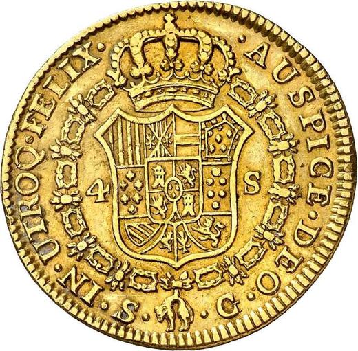 Реверс монеты - 4 эскудо 1785 года S C - цена золотой монеты - Испания, Карл III