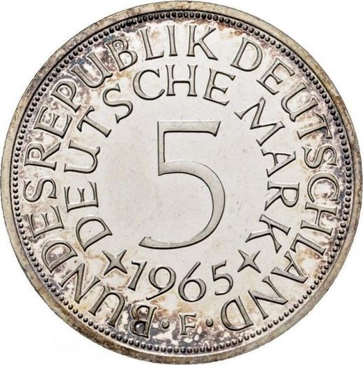 Awers monety - 5 marek 1965 F - cena srebrnej monety - Niemcy, RFN