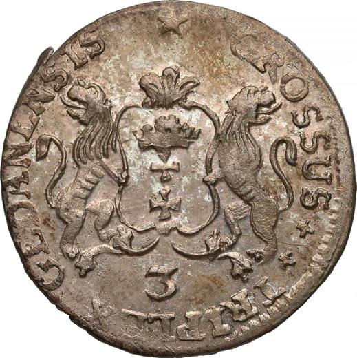 Реверс монеты - Трояк (3 гроша) 1758 года "Гданьский" - цена серебряной монеты - Польша, Август III