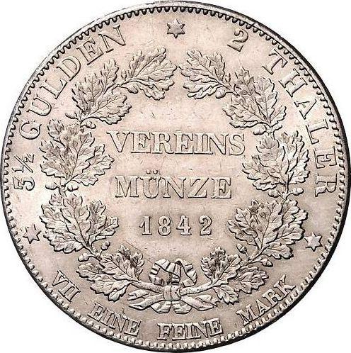 Реверс монеты - 2 талера 1842 года - цена серебряной монеты - Гессен-Дармштадт, Людвиг II