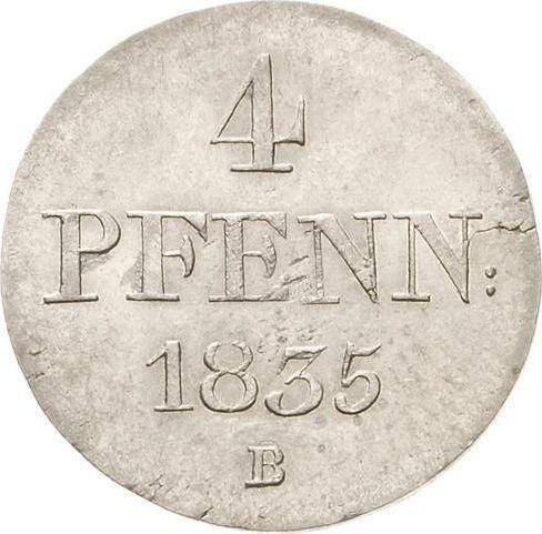 Реверс монеты - 4 пфеннига 1835 года B - цена серебряной монеты - Ганновер, Вильгельм IV