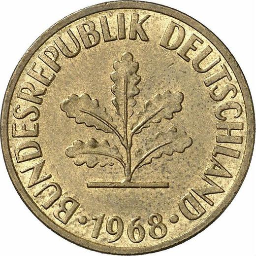 Реверс монеты - 10 пфеннигов 1968 года F - цена  монеты - Германия, ФРГ