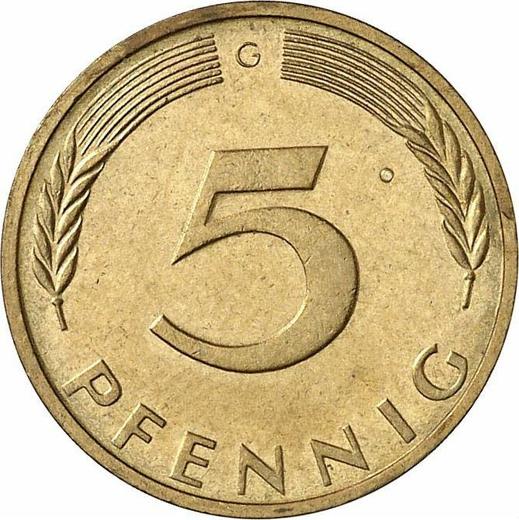 Аверс монеты - 5 пфеннигов 1972 года G - цена  монеты - Германия, ФРГ