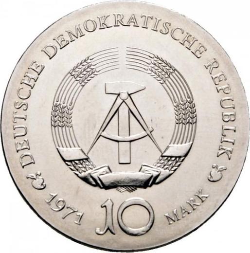 Реверс монеты - 10 марок 1971 года "Альбрехт Дюрер" - цена серебряной монеты - Германия, ГДР