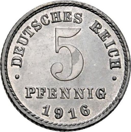 Anverso 5 Pfennige 1916 J "Tipo 1915-1922" - valor de la moneda  - Alemania, Imperio alemán