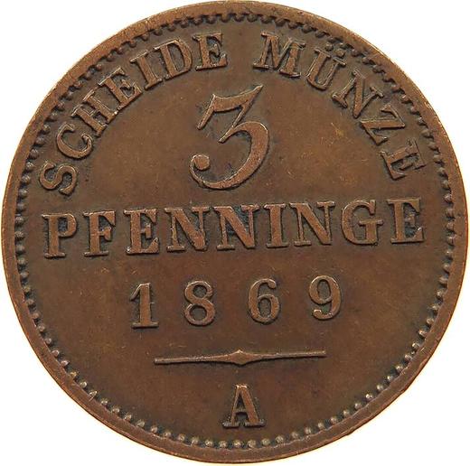 Реверс монеты - 3 пфеннига 1869 года A - цена  монеты - Пруссия, Вильгельм I