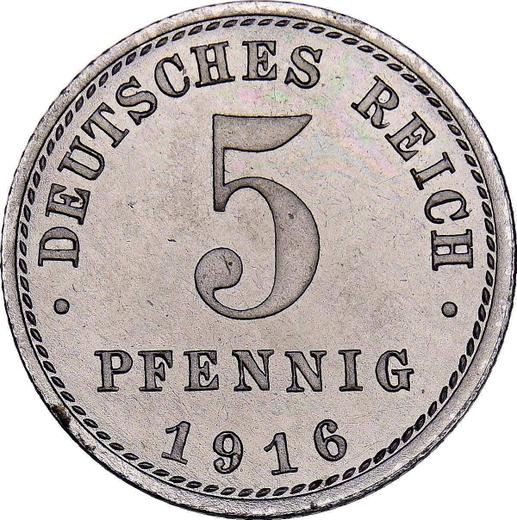 Anverso 5 Pfennige 1916 A "Tipo 1915-1922" - valor de la moneda  - Alemania, Imperio alemán