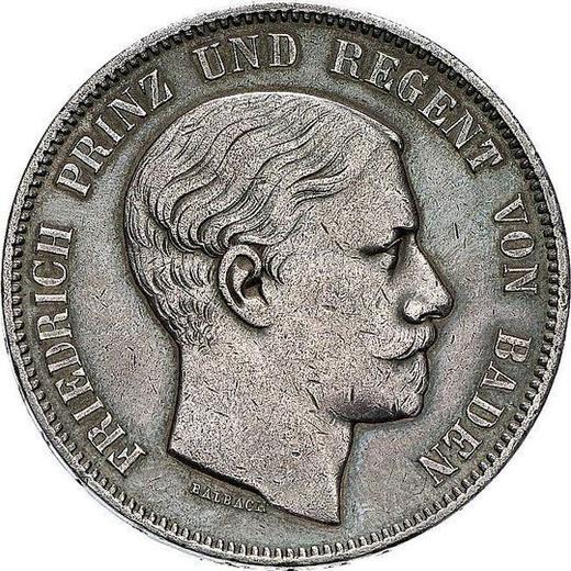 Аверс монеты - 2 талера 1852 года - цена серебряной монеты - Баден, Фридрих I