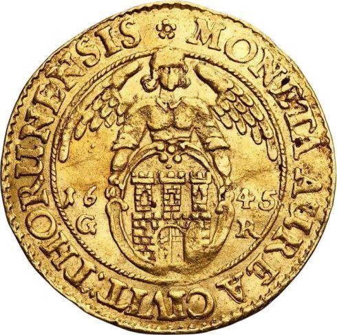 Reverso Ducado 1645 GR "Toruń" - valor de la moneda de oro - Polonia, Vladislao IV