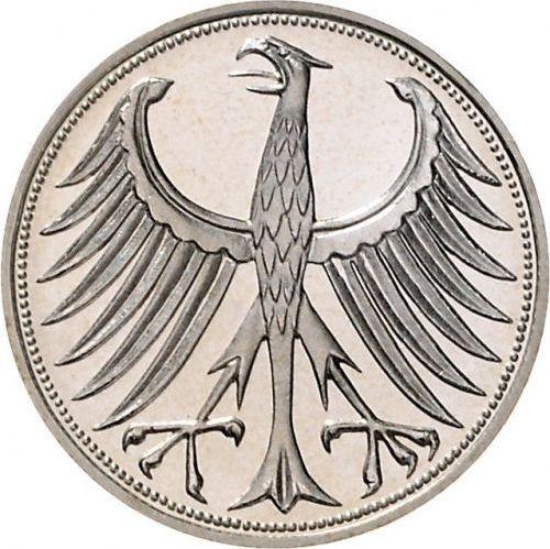 Rewers monety - 5 marek 1968 J - cena srebrnej monety - Niemcy, RFN