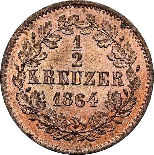 Реверс монеты - 1/2 крейцера 1864 года - цена  монеты - Баден, Фридрих I