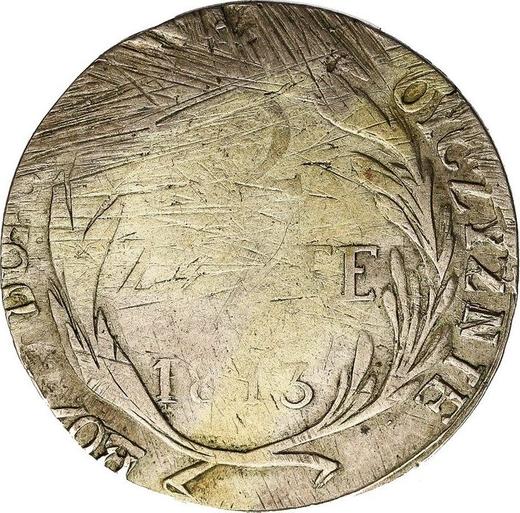 Reverso 2 eslotis 1813 "Zamość" Cuatro líneas - valor de la moneda de plata - Polonia, Ducado de Varsovia