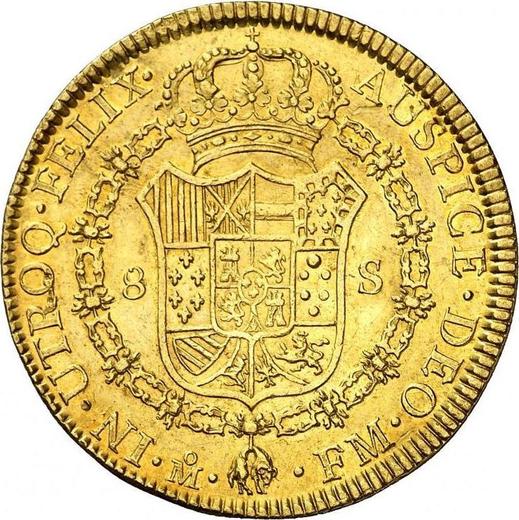 Реверс монеты - 8 эскудо 1772 года Mo FM - цена золотой монеты - Мексика, Карл III